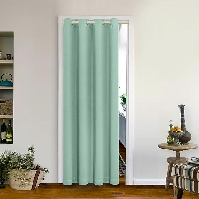 MYSKY HOME Aqua Door Curtains for Doorway Blackout Closet Curtain for Living by MYSKYHOME