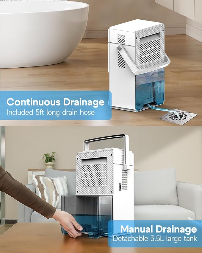 Small Dehumidifier with Drain Hose, 118oz Portable Dehumidifier - Image 6