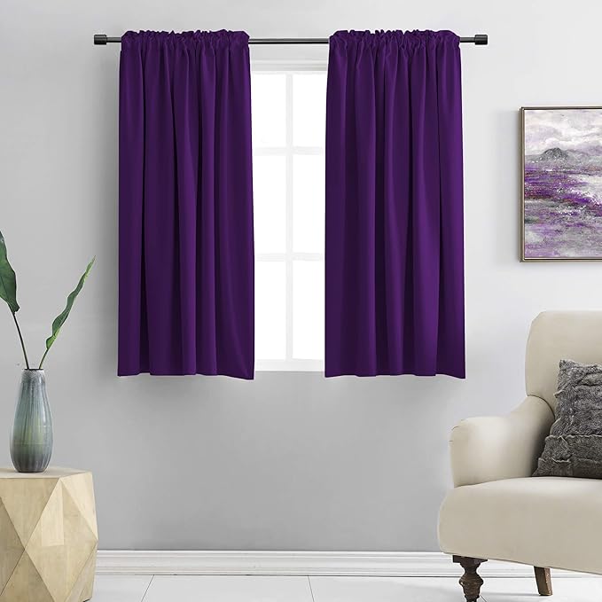 DONREN 54 Inch Length Royal Purple Blackout Curtains by DONREN