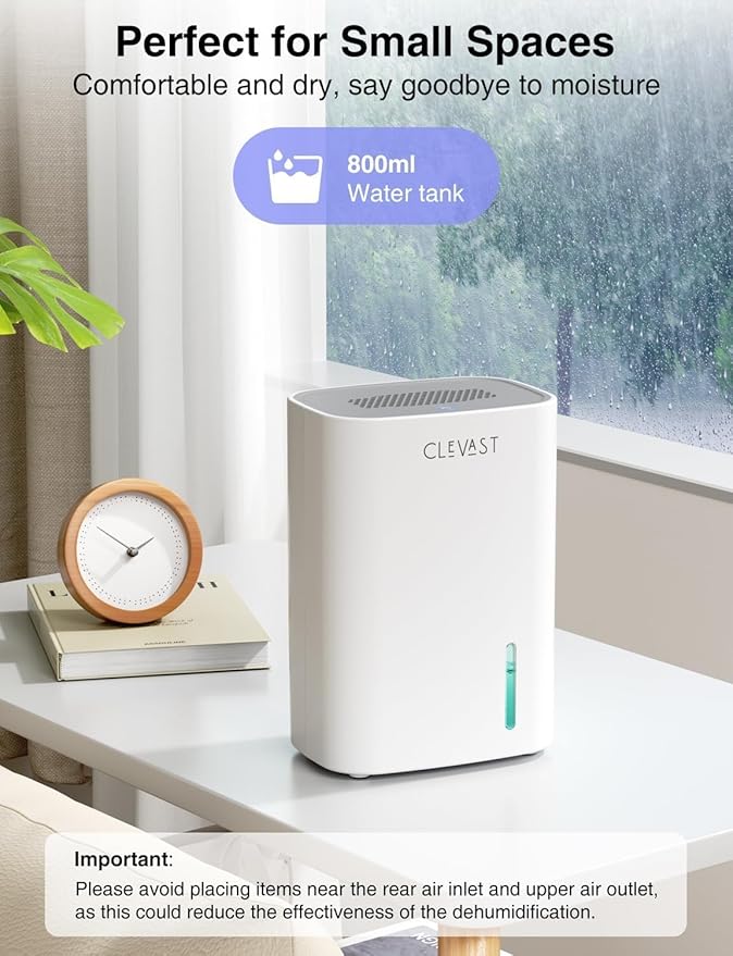 CLEVAST Small Dehumidifier for Home - 30 OZ Mini Quiet Dehumidifiers for - Image 2