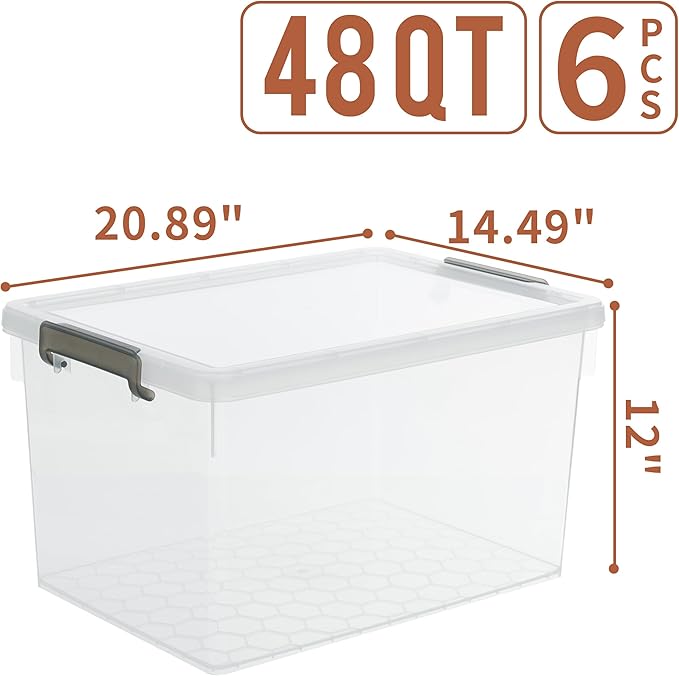 Citylife 48 QT 6 Packs Plastic Storage Bins - Image 6
