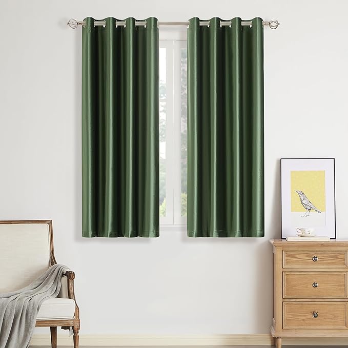 BULBUL Olive Green Velvet Curtains 63 inch Emerald Luxury Elegant Living Room by ModernShinyVelvetCurtains