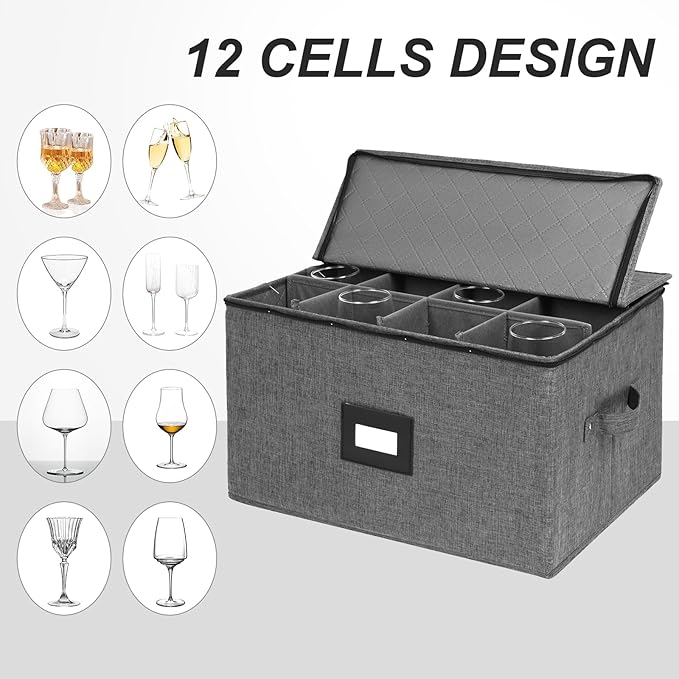 Mayniu Wine Glass Storage Box 2 Pack, Stemware Storage Containers Cases - Image 5