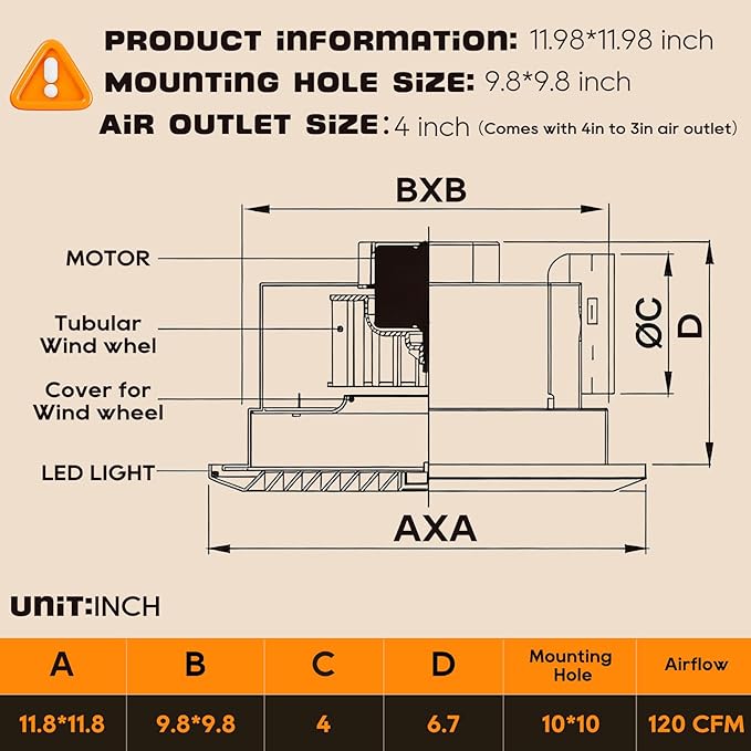 Upgrade 12" Ultra Quiet Bathroom Exhaust Fan - Image 7
