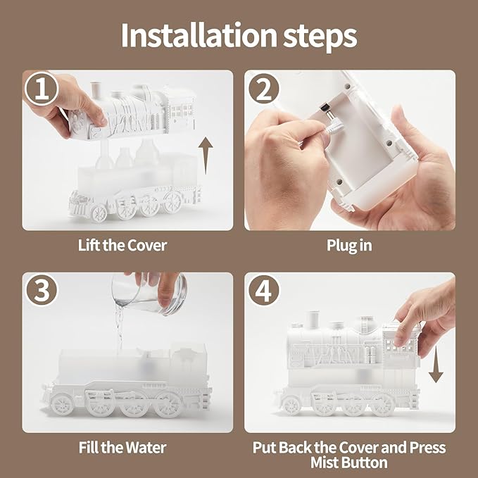 Humidifiers for Bedroom, Cool Quiet Steam Train Looking Mist Air Humidifier - Image 2