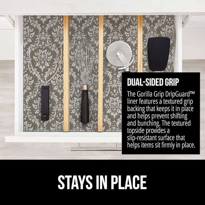 GORILLA GRIP DripGuard Shelf Liner, Non-Adhesive Drawer and Kitchen Cabinet - Image 4