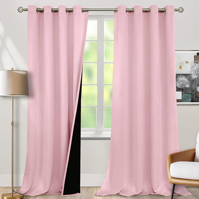 BGment Baby Pink 100% Blackout Curtains by BGment