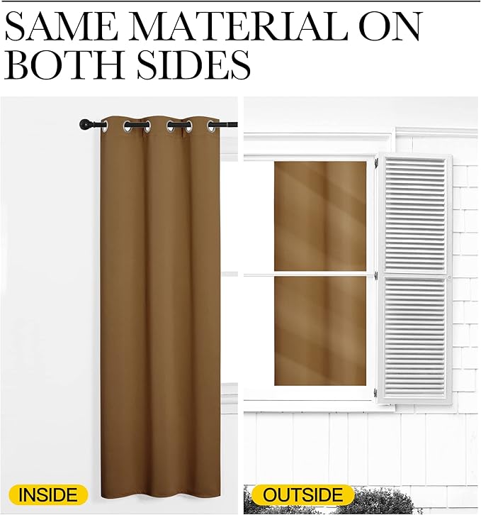 NICETOWN Gold Brown Curtain 86 inch Long, 1 Panel, W55 x L86, Grommet Blackout - Image 6