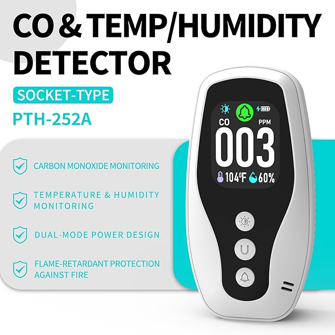 Protmex 3 in 1 Carbon Monoxide Detector and Temperature Humidity Monitor - Image 2