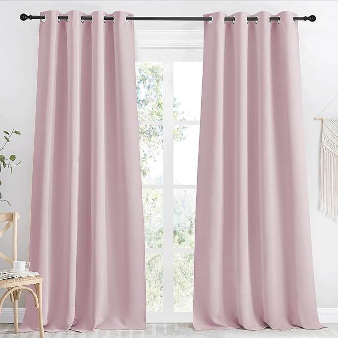 NICETOWN Kitchen Blackout Window Curtain Panel, Baby Pink, 1 Panel, 55 by 90 by NICETOWN