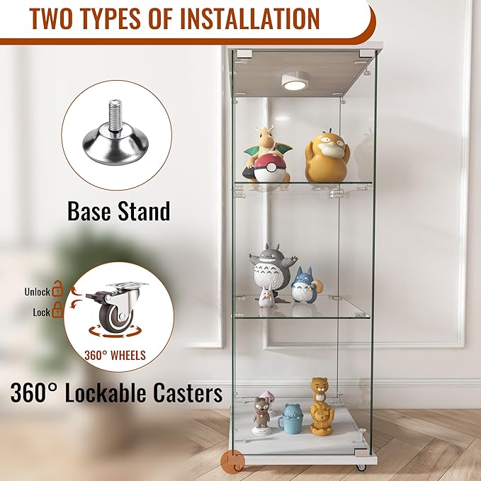Yoluckea 3-Tier Glass Display Cabinet - Image 5
