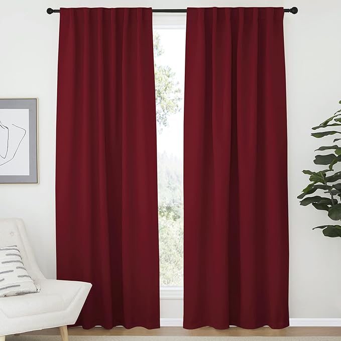NICETOWN Christmas Burgundy Blackout Window Draperies Curtains by NICETOWN