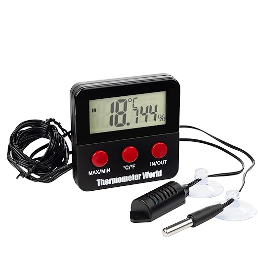 Digital Reptile Thermometer and Humidity Gauge Remote Probes – Terrarium by ThermometerWorld