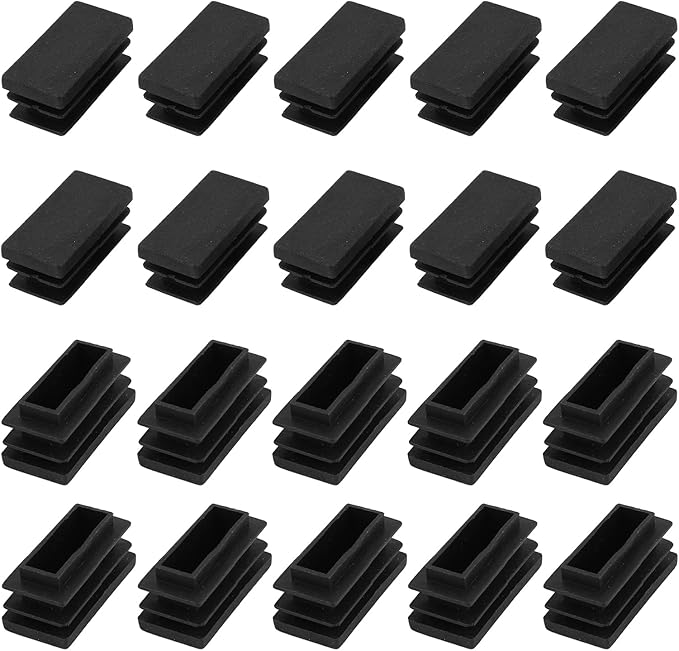 METALLIXITY Rectangle End Caps 24Pcs, Plastic Rectangle Tube Inserts Threaded by METALLIXITY