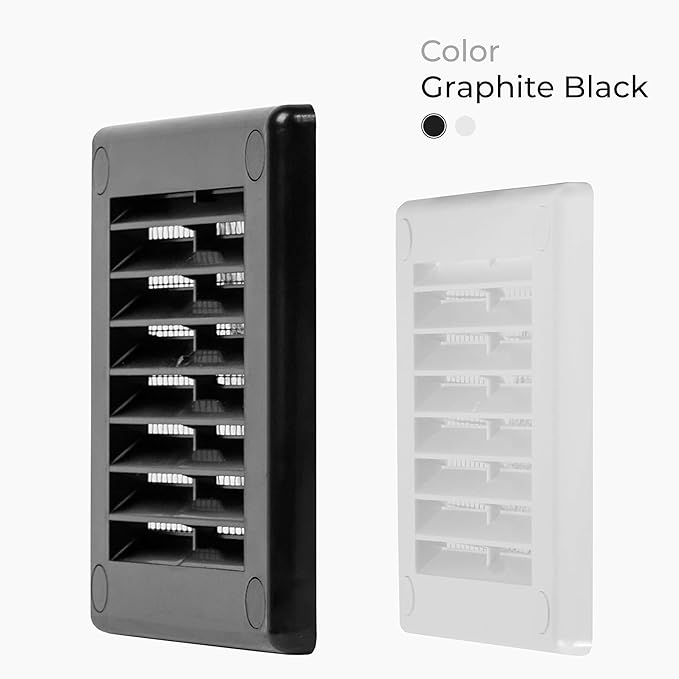 5-Pack 4" x 4" Square Air Vent Cover – Black Plastic Vent Deflector - Image 2