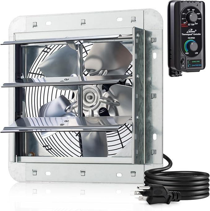 iLiving 10" Wall Mounted Shutter Exhaust Fan, Automatic Shutter, by iLiving