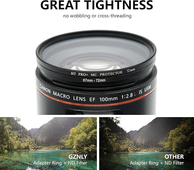 40.5mm to 67mm Step-up Adapter Rings Filter Adapter Black Metal Step Down - Image 6