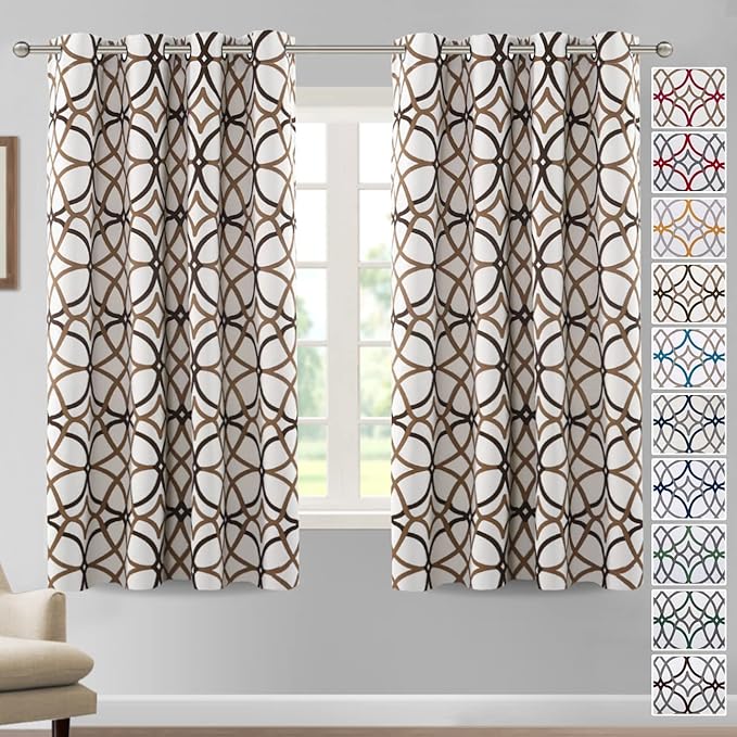 H.VERSAILTEX Blackout Curtains Printed Design 63 Inch Length 2 Panels Set by HVERSAILTEX