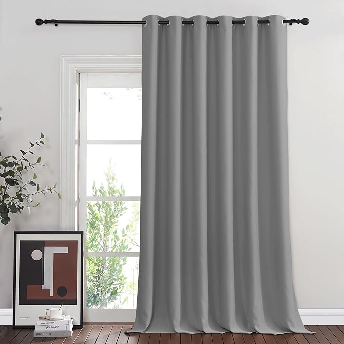 NICETOWN Blackout Silver Grey Sliding Door Curtains 90 inch Length, Thermal by NICETOWN