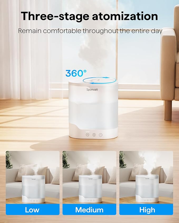 Sponvatt Humidifiers for Bedroom Home, 2.5L Top Fill Cool Mist Air Humidifier - Image 4