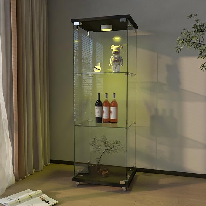 Yoluckea 3-Tier Glass Display Cabinet - Image 7