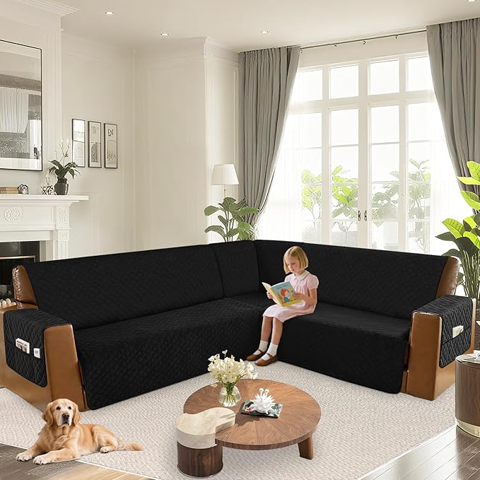 Arfntevss Waterproof Sectional Couch Covers L Shape Washable Velvet Sofa Cover - Image 6