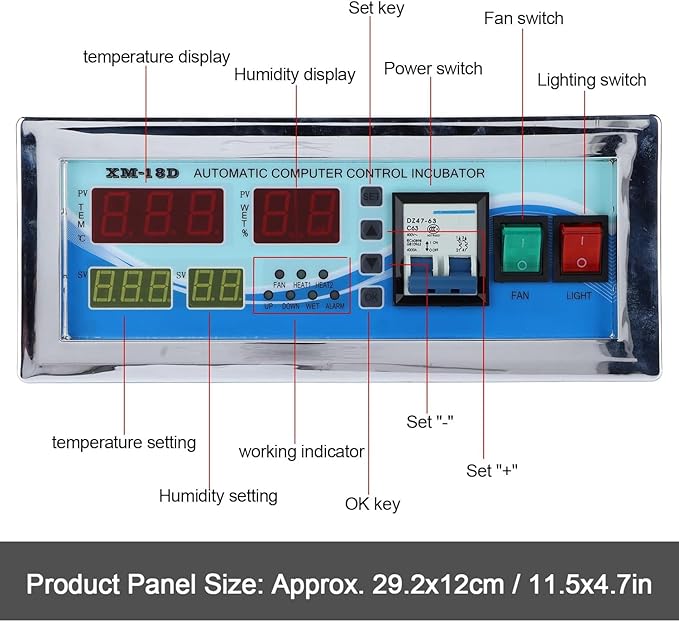110V Egg Incubator Controller, XM-18D Digital Automatic Temperature Humidity - Image 2