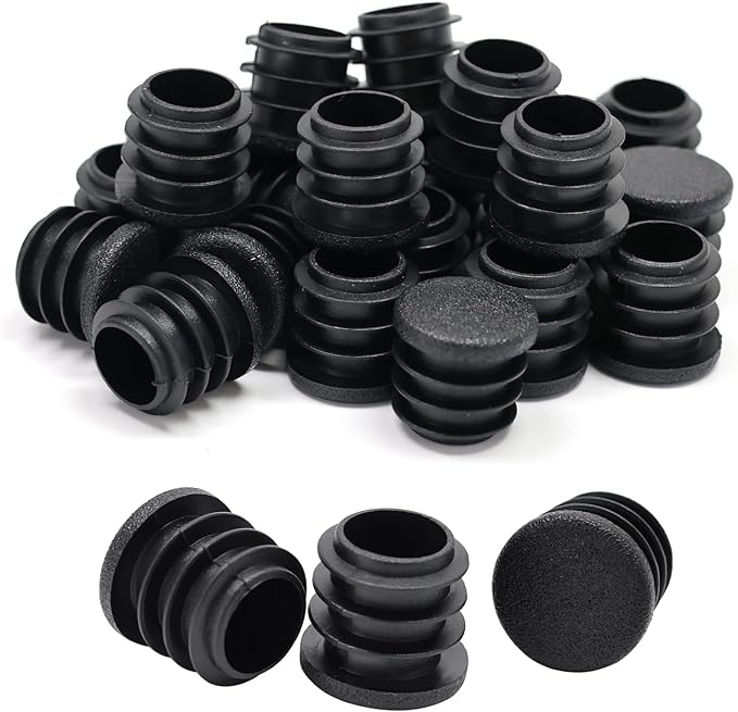 3/4" Plastic Hole Plugs Black -Round Chair Leg Caps, Flush Mount Pipe Plugs by EASYEAH