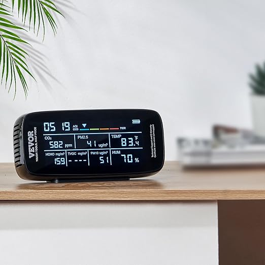 VEVOR Air Quality Monitor 9-in-1, Temperature, Formaldehyde TVOC AQI Tester - Image 8
