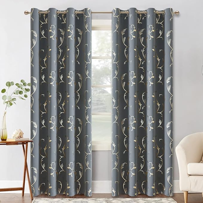 BUHUA Gray Room Darkening Curtains, Insulated Thermal Blackout Curtains - Image 2