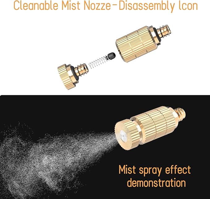 Brass Anti-drip Fogging Spray Head Outdoor Cooling System, 0.012" Orifice 10/24 - Image 5