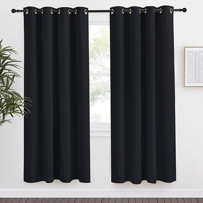 NICETOWN Black Blackout Curtain 78 inch Length, W55 x L78 Inch, 8 Grommets Top by NICETOWN