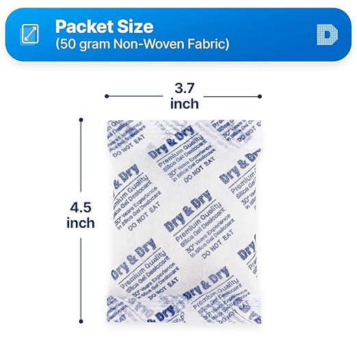 Dry & Dry 50 Gram Silica Gel Packets Desiccants, Silica Packets - Image 6