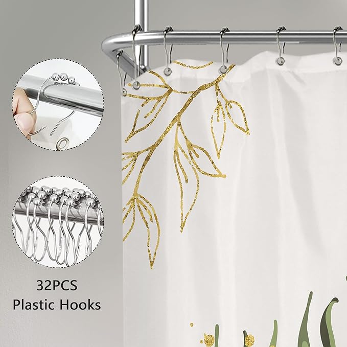 Extra Wide Boho Shower Curtain 180Wx70H Wrap Around Clawfoot Tub Curtain Sage - Image 6