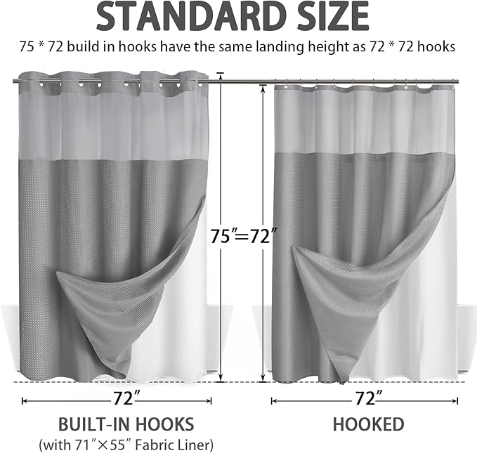 No Hook Shower Curtain and Liner Set - Image 6