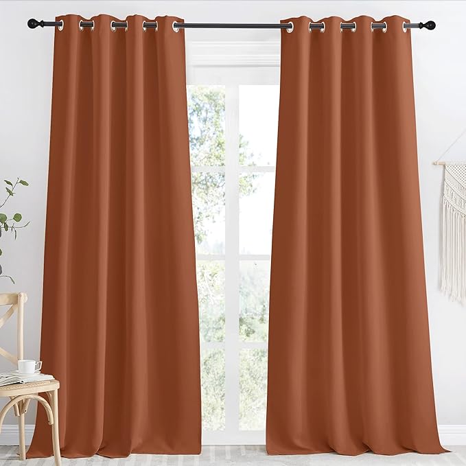 NICETOWN Blackout Curtain 118 inch Long, W55 x L118, 1 Panel, Burnt Orange by NICETOWN