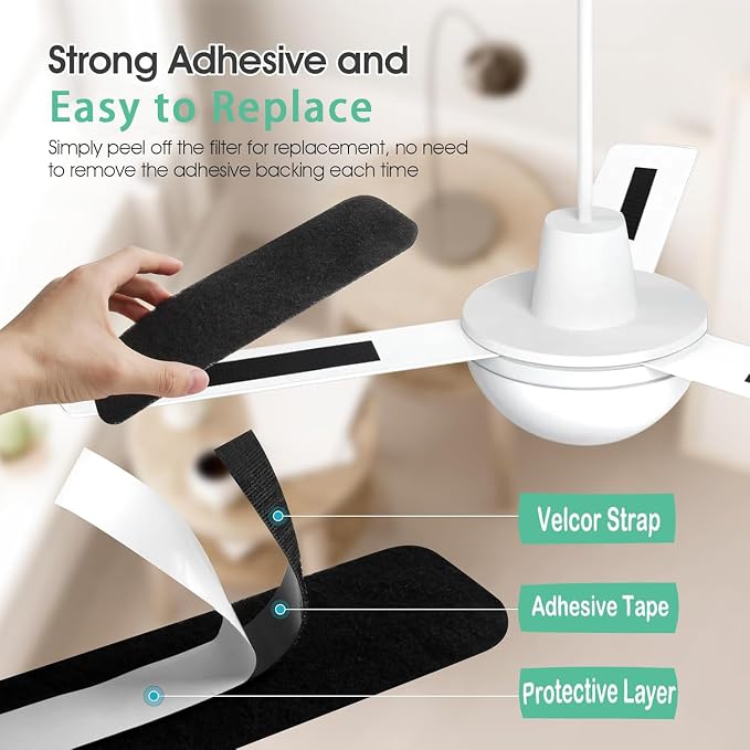 15 Pack Ceiling Fan Filters for Blades, Strong Activated Coconut Carbon Filter - Image 4
