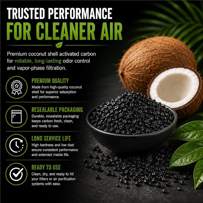 4x8 Coconut Shell Activated Carbon | Air & Odor Filter GAC Media, 5 Pounds - Image 6