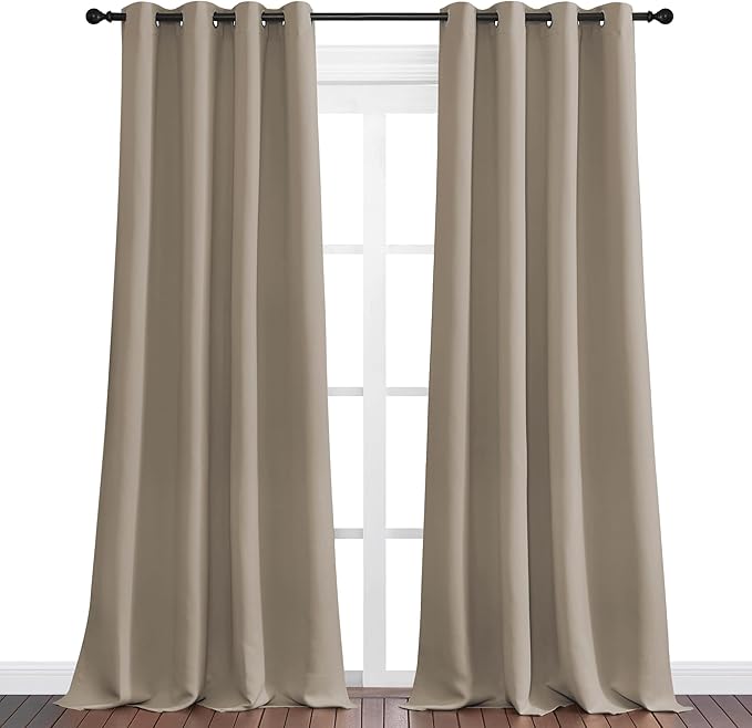 NICETOWN Taupe Blackout Curtains 108" Long, 2 Pieces - Image 2