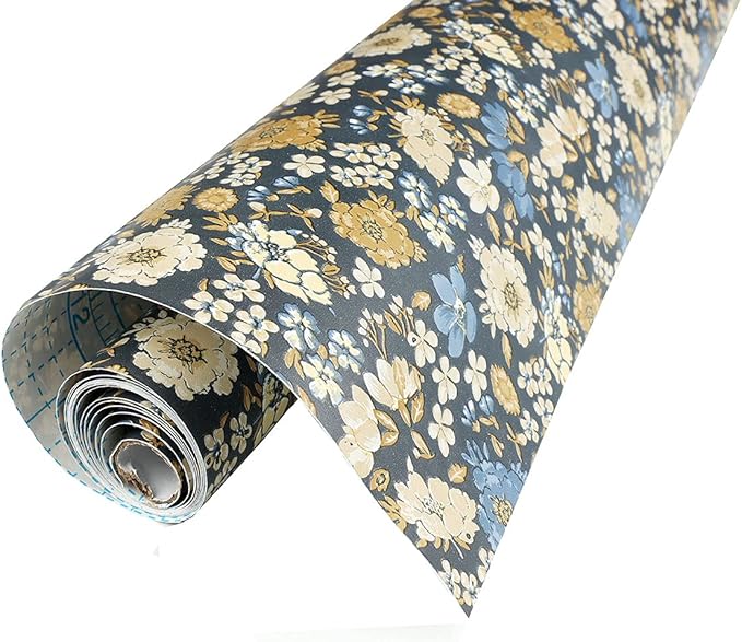 Self Adhesive 70's Vintage Dark Floral Shelf Liner Contact Paper Peel and Stick - Image 2