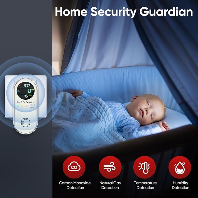 NICGOL 4-in-1 Natural Gas Leak Detector & Carbon Monoxide Detectors - Image 6