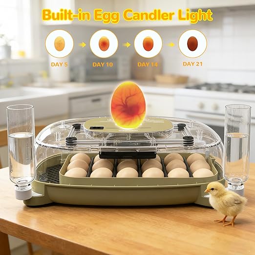 24 Egg Incubator with Temperature Control & Humidity Monitoring, Automatic Egg - Image 9