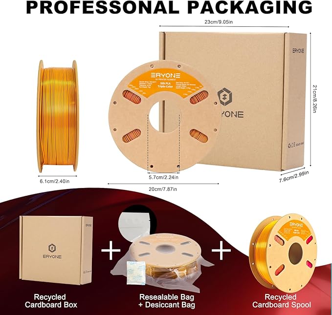 ERYONE Silk Tri Color PLA Filament 3D Printer 1.75mm +/- 0.03mm - Image 6