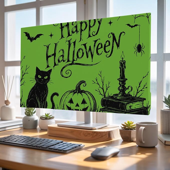 Happy Halloween Black Cat Pumpkin Indoor TV Cover, Elastic TV Screen Protector - Image 5
