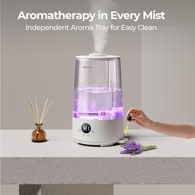 Homvana Humidifiers for Bedroom Home, 3.6 L Cool Mist Top-Fill 34H Super Long - Image 2
