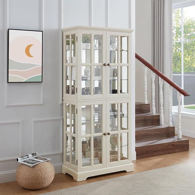 Lighted Glass Curio Cabinet by Unknown