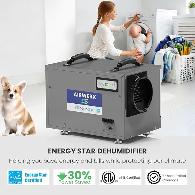 BaseAire 120 Pints Crawl Space Dehumidifier - Image 4