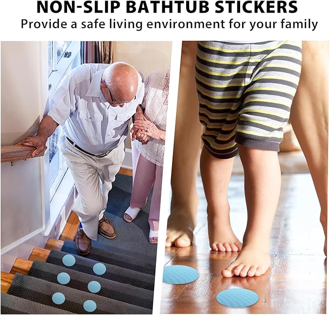 24 PCS Bathtub Non Slip Stickers Blue Adhesive Decals Round Shape Anti Slip - Image 4