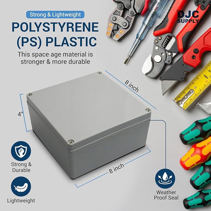 Co. 6" x 6" x 3" Weather & Dust Proof PS Plastic Junction Conduit Box - Image 3