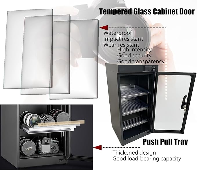 Modern Black 50L Camera Dehumidify Dry Cabinet - Image 7